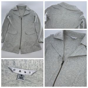 CAbi Foldover Collar Knit Jacket S Women Heather Gray Zip Cotton Poly YGI Y3-63
